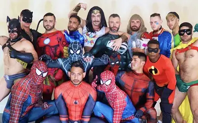 20 Men SuperHero Fuck Fest Part 1